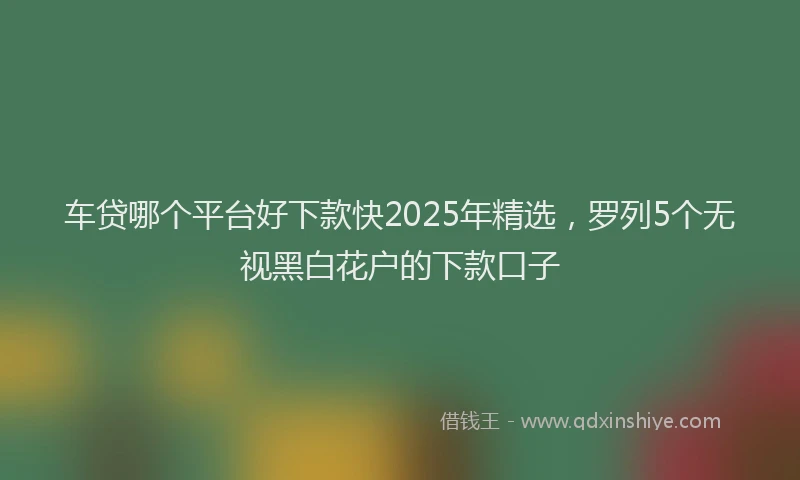 车贷哪个平台好下款快2025年精选，罗列5个无视黑白花户的下款口子