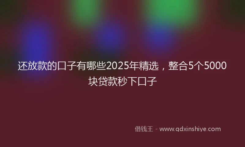 还放款的口子有哪些2025年精选，整合5个5000块贷款秒下口子