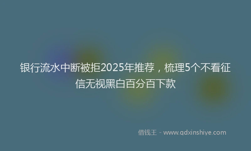 银行流水中断被拒2025年推荐，梳理5个不看征信无视黑白百分百下款