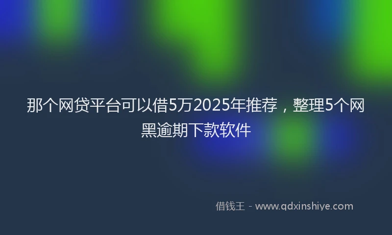 那个网贷平台可以借5万2025年推荐，整理5个网黑逾期下款软件