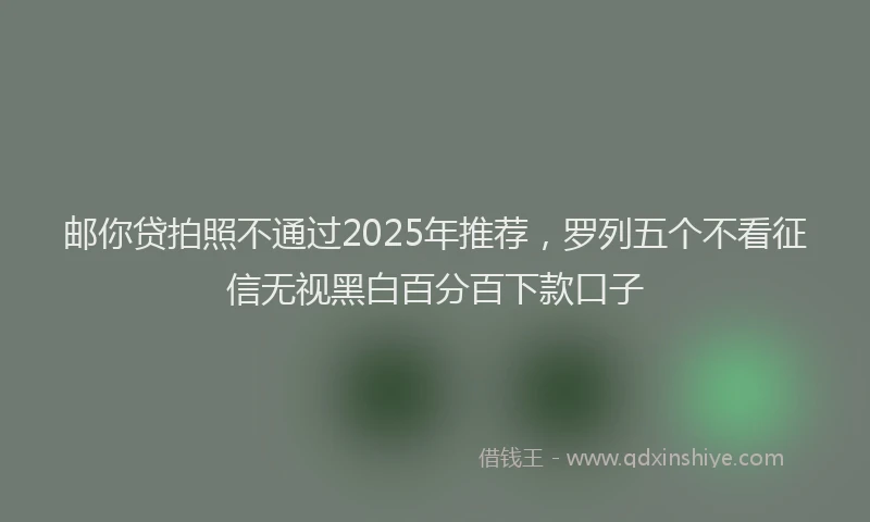 邮你贷拍照不通过2025年推荐，罗列五个不看征信无视黑白百分百下款口子