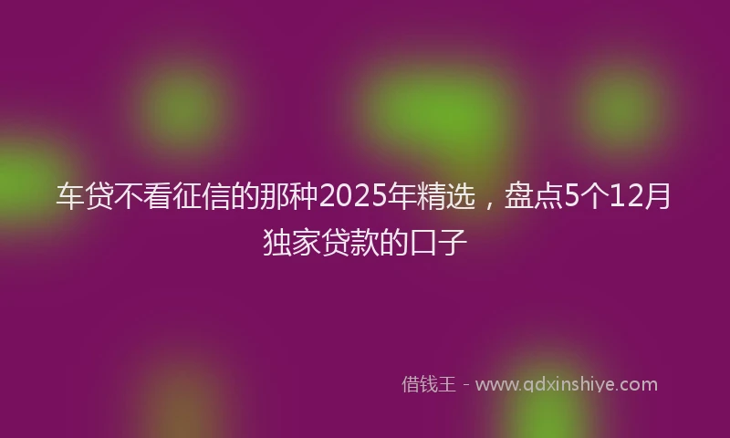 车贷不看征信的那种2025年精选，盘点5个12月独家贷款的口子