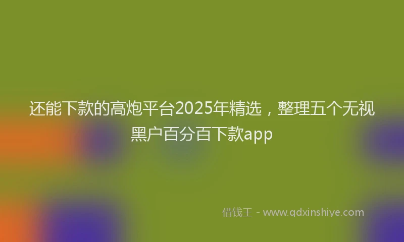 还能下款的高炮平台2025年精选，整理五个无视黑户百分百下款app