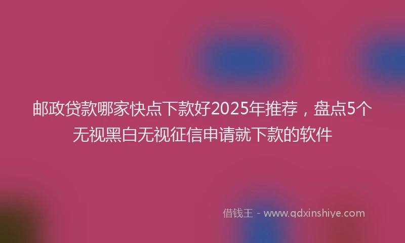 邮政贷款哪家快点下款好2025年推荐，盘点5个无视黑白无视征信申请就下款的软件