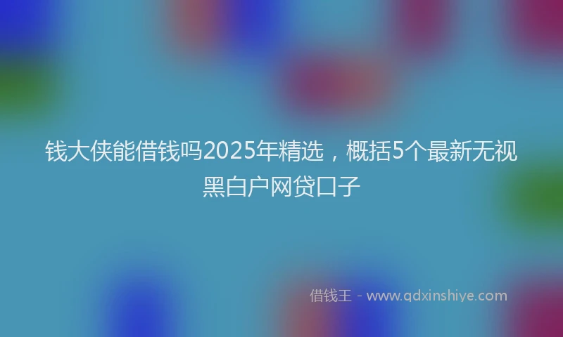 钱大侠能借钱吗2025年精选，概括5个最新无视黑白户网贷口子