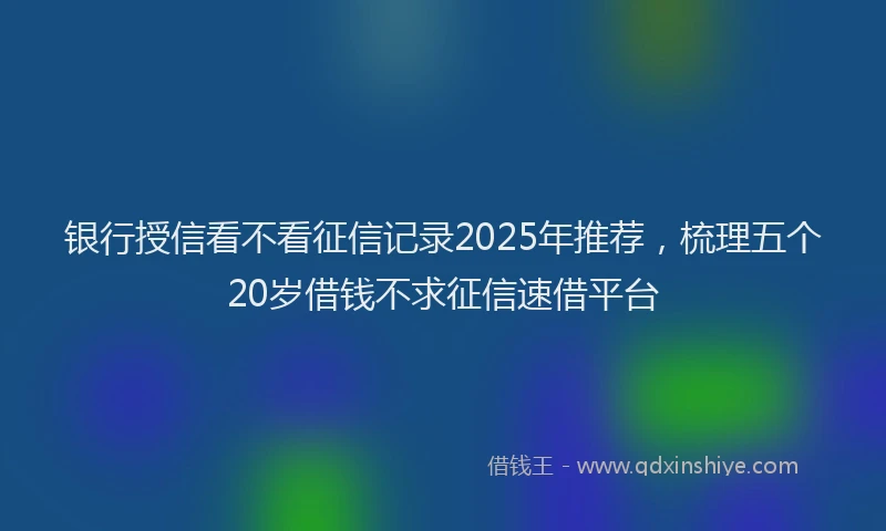 银行授信看不看征信记录2025年推荐，梳理五个20岁借钱不求征信速借平台