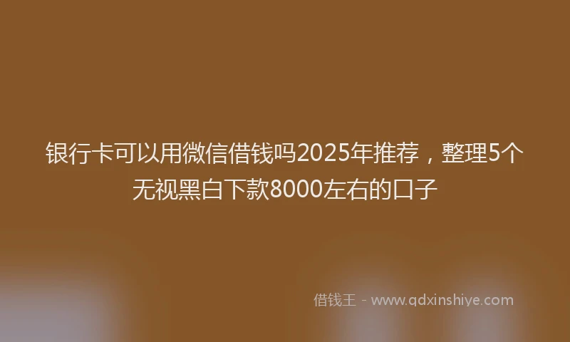 银行卡可以用微信借钱吗2025年推荐，整理5个无视黑白下款8000左右的口子