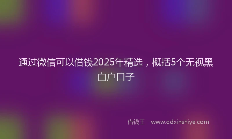 通过微信可以借钱2025年精选，概括5个无视黑白户口子