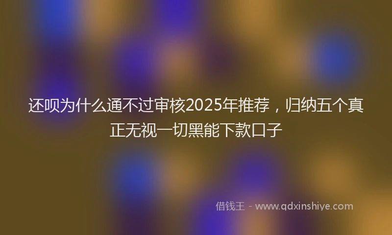 还呗为什么通不过审核2025年推荐，归纳五个真正无视一切黑能下款口子