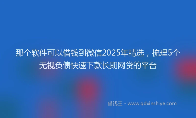 那个软件可以借钱到微信2025年精选，梳理5个无视负债快速下款长期网贷的平台