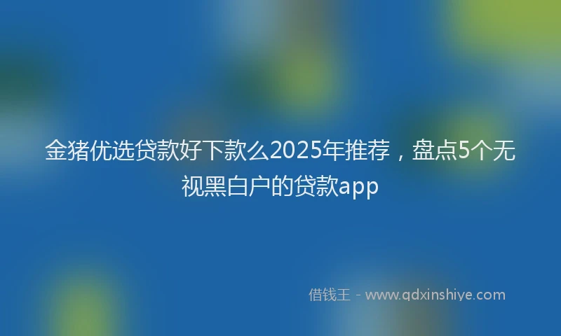 金猪优选贷款好下款么2025年推荐，盘点5个无视黑白户的贷款app