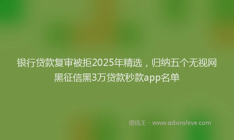 银行贷款复审被拒2025年精选，归纳五个无视网黑征信黑3万贷款秒款app名单