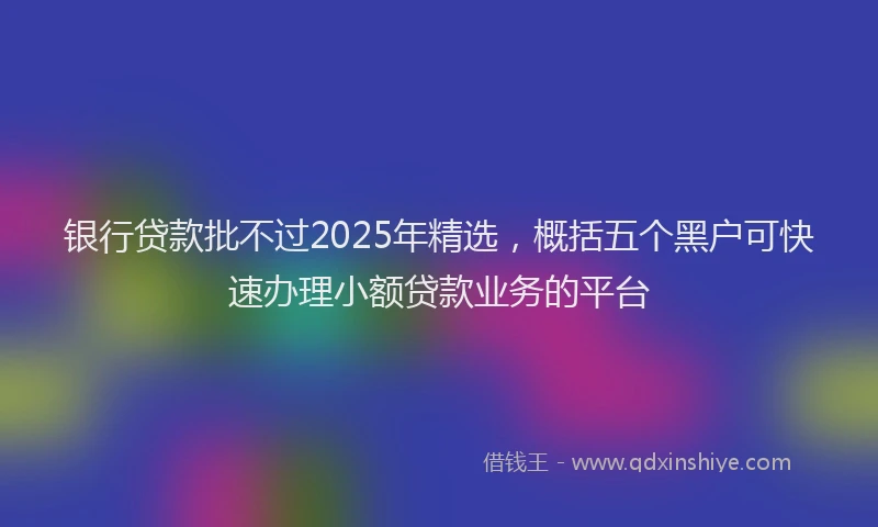 银行贷款批不过2025年精选，概括五个黑户可快速办理小额贷款业务的平台