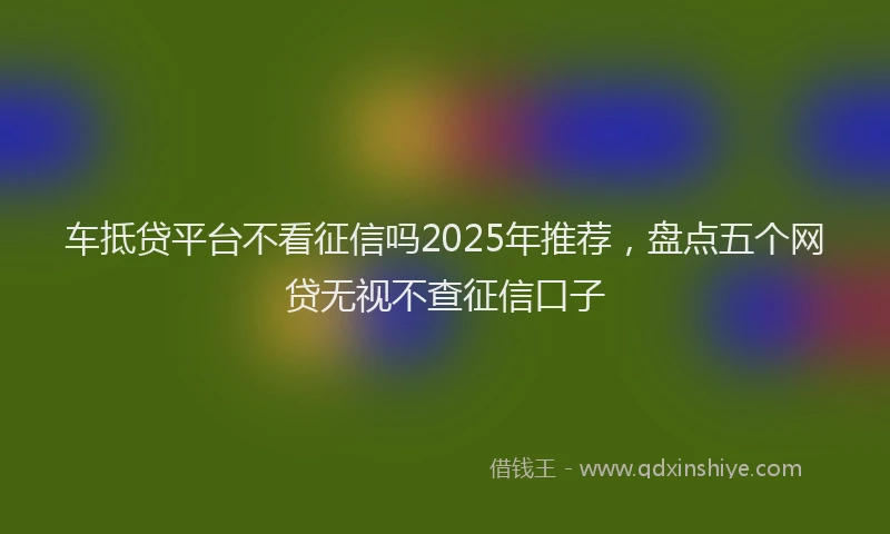 车抵贷平台不看征信吗2025年推荐，盘点五个网贷无视不查征信口子
