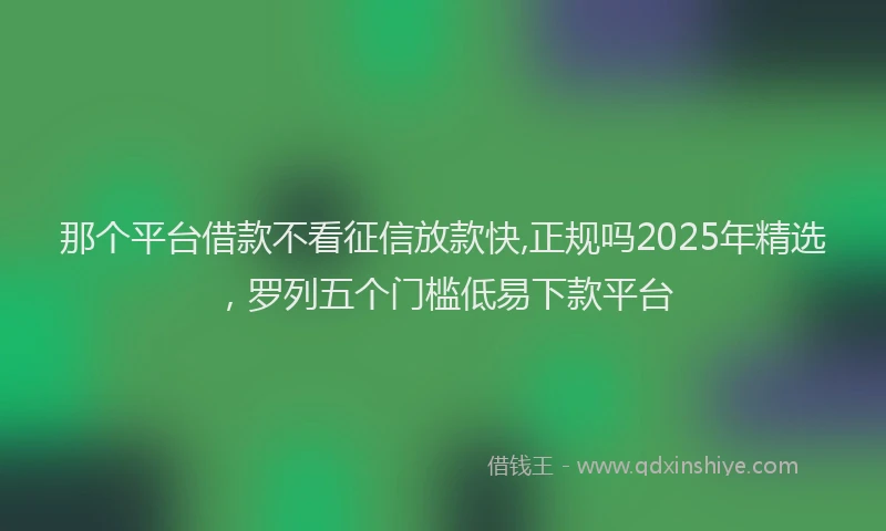 那个平台借款不看征信放款快,正规吗2025年精选，罗列五个门槛低易下款平台