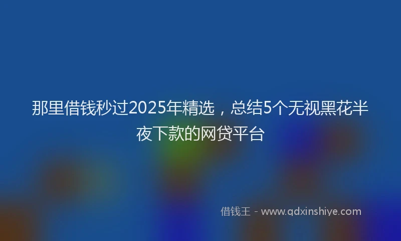 那里借钱秒过2025年精选，总结5个无视黑花半夜下款的网贷平台