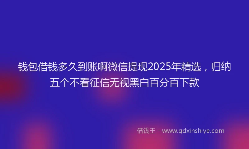 钱包借钱多久到账啊微信提现2025年精选，归纳五个不看征信无视黑白百分百下款