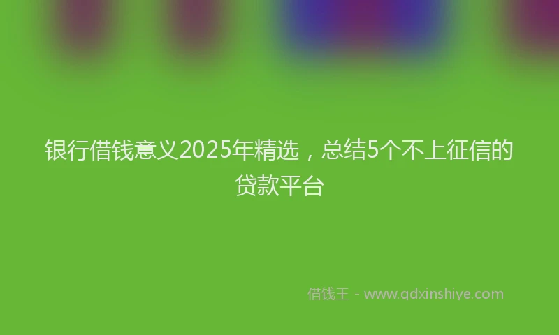 银行借钱意义2025年精选，总结5个不上征信的贷款平台