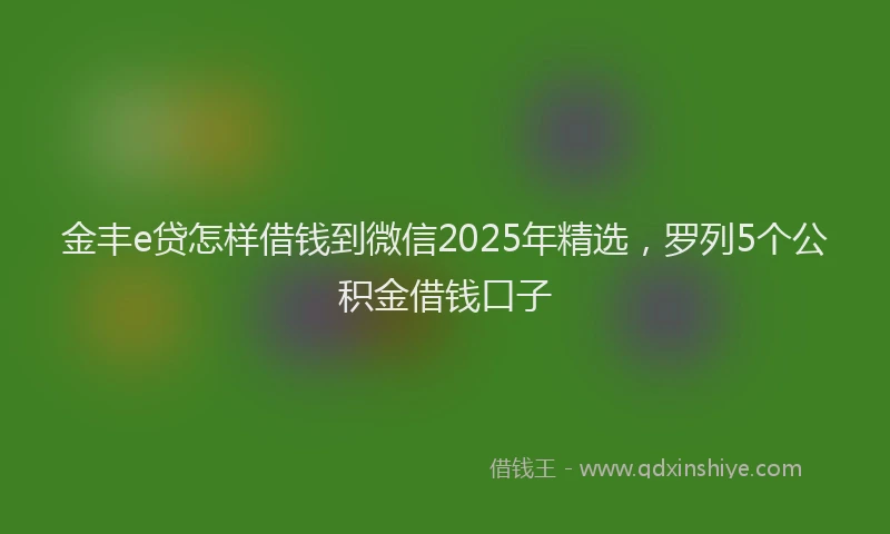金丰e贷怎样借钱到微信2025年精选，罗列5个公积金借钱口子