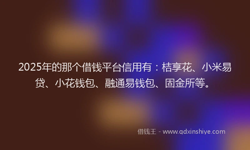 2025年的那个借钱平台信用有：桔享花、小米易贷、小花钱包、融通易钱包、固金所等。
