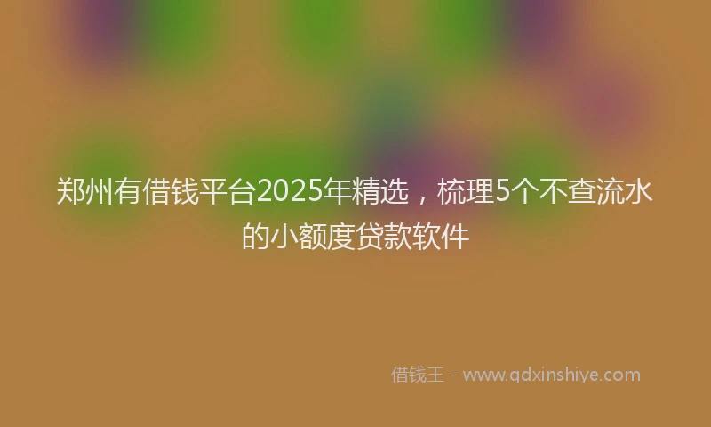 郑州有借钱平台2025年精选，梳理5个不查流水的小额度贷款软件