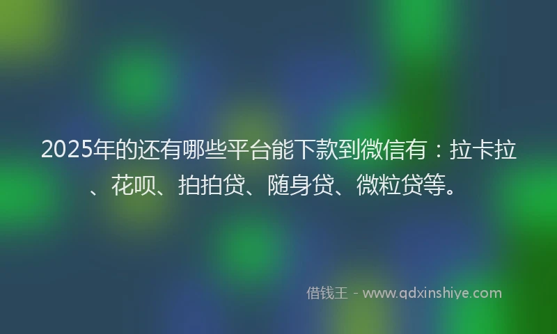 2025年的还有哪些平台能下款到微信有：拉卡拉、花呗、拍拍贷、随身贷、微粒贷等。
