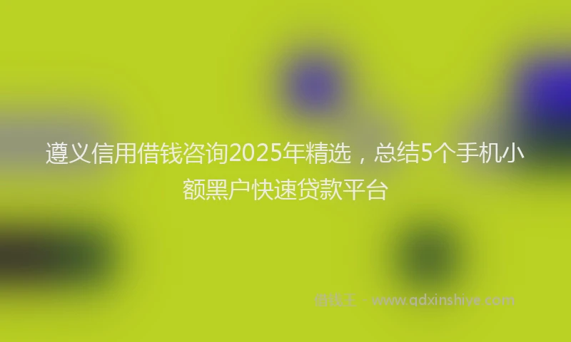 遵义信用借钱咨询2025年精选，总结5个手机小额黑户快速贷款平台