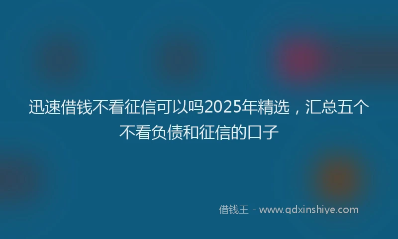 迅速借钱不看征信可以吗2025年精选，汇总五个不看负债和征信的口子