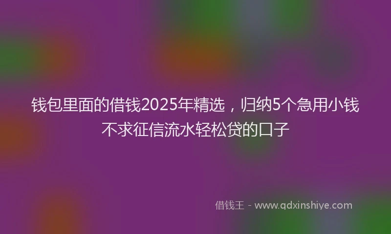 钱包里面的借钱2025年精选，归纳5个急用小钱不求征信流水轻松贷的口子