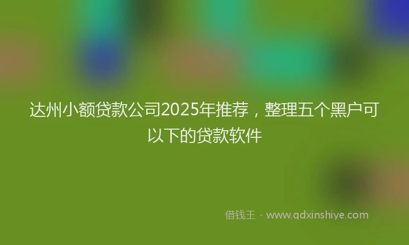 达州小额贷款公司2025年推荐，整理五个黑户可以下的贷款软件