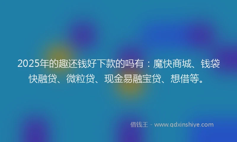 2025年的趣还钱好下款的吗有：魔快商城、钱袋快融贷、微粒贷、现金易融宝贷、想借等。