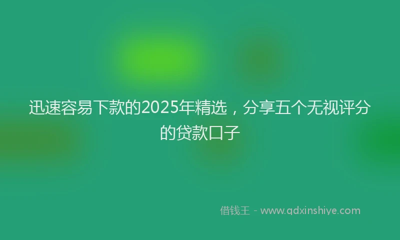 迅速容易下款的2025年精选，分享五个无视评分的贷款口子