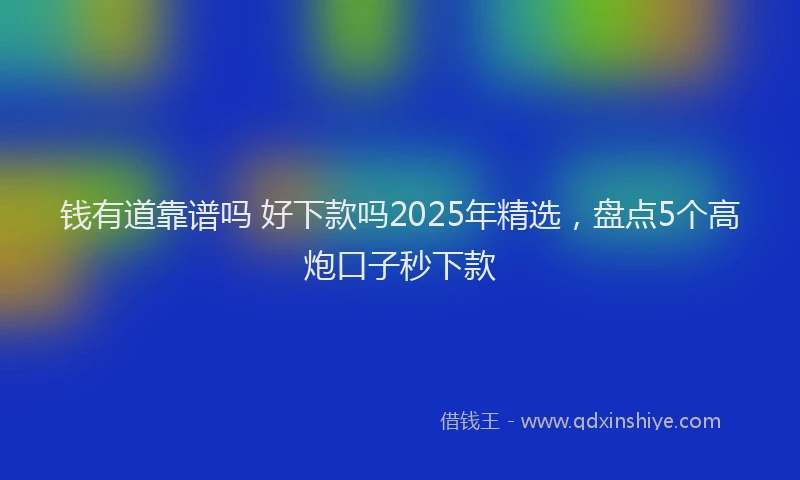 钱有道靠谱吗 好下款吗2025年精选，盘点5个高炮口子秒下款