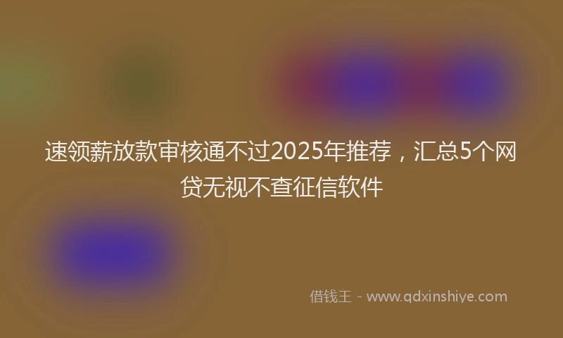 速领薪放款审核通不过2025年推荐，汇总5个网贷无视不查征信软件