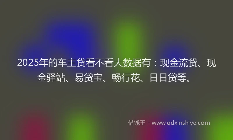 2025年的车主贷看不看大数据有：现金流贷、现金驿站、易贷宝、畅行花、日日贷等。