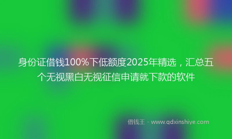 身份证借钱100%下低额度2025年精选，汇总五个无视黑白无视征信申请就下款的软件
