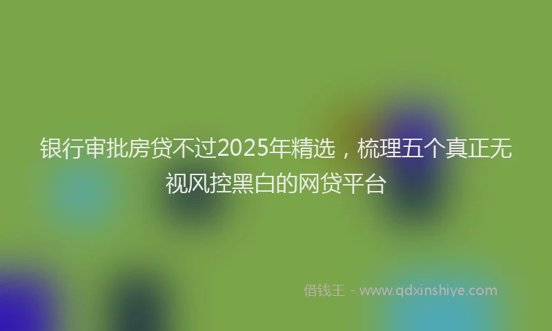 银行审批房贷不过2025年精选，梳理五个真正无视风控黑白的网贷平台