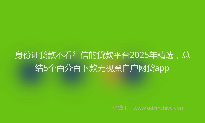 身份证贷款不看征信的贷款平台2025年精选，总结5个百分百下款无视黑白户网贷app