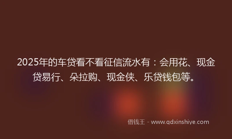 2025年的车贷看不看征信流水有：会用花、现金贷易行、朵拉购、现金侠、乐贷钱包等。