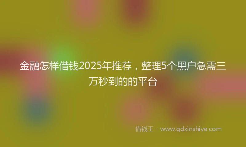 金融怎样借钱2025年推荐，整理5个黑户急需三万秒到的的平台