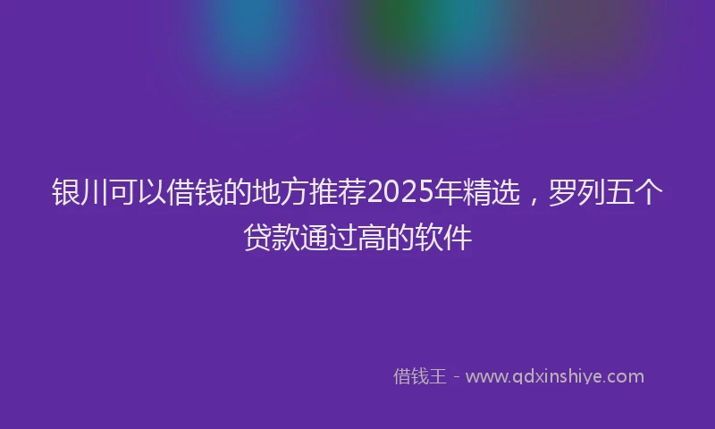 银川可以借钱的地方推荐2025年精选，罗列五个贷款通过高的软件