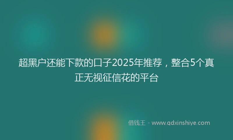 超黑户还能下款的口子2025年推荐，整合5个真正无视征信花的平台