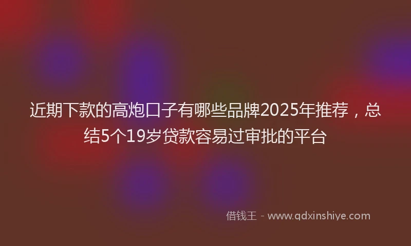 近期下款的高炮口子有哪些品牌2025年推荐，总结5个19岁贷款容易过审批的平台