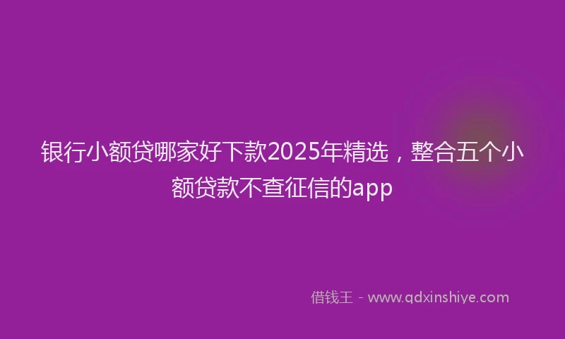 银行小额贷哪家好下款2025年精选，整合五个小额贷款不查征信的app