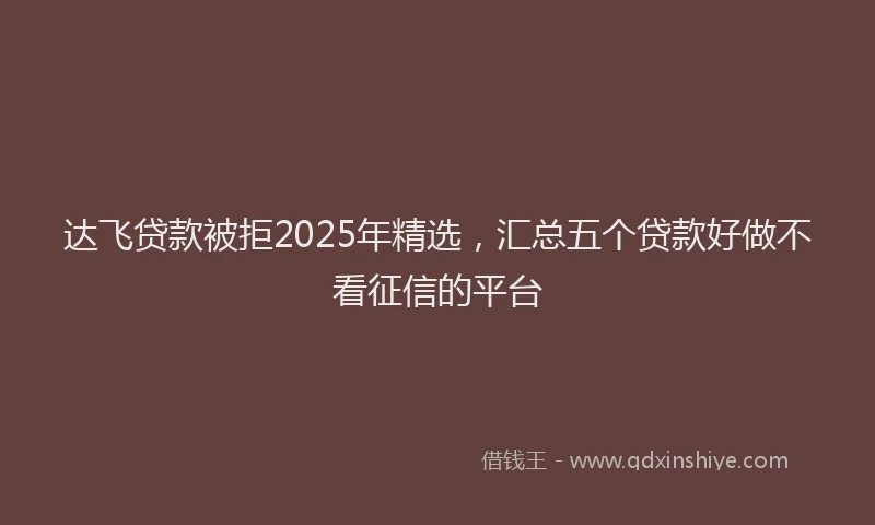 达飞贷款被拒2025年精选，汇总五个贷款好做不看征信的平台