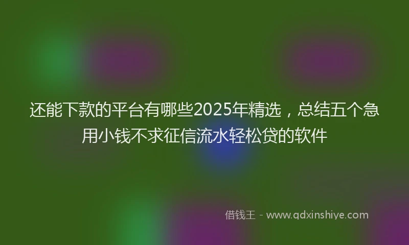 还能下款的平台有哪些2025年精选，总结五个急用小钱不求征信流水轻松贷的软件
