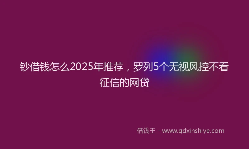 钞借钱怎么2025年推荐，罗列5个无视风控不看征信的网贷