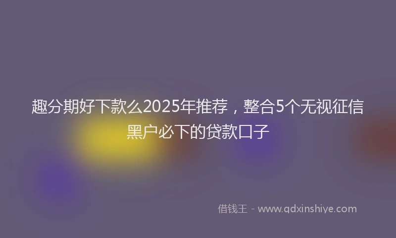 趣分期好下款么2025年推荐，整合5个无视征信黑户必下的贷款口子
