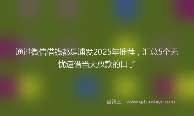 通过微信借钱都是浦发2025年推荐，汇总5个无忧速借当天放款的口子