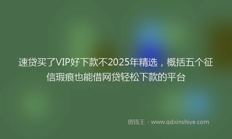 速贷买了VIP好下款不2025年精选，概括五个征信瑕疵也能借网贷轻松下款的平台